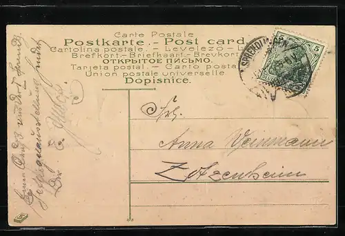 AK stolzer Hahn mit seinen Hühnern auf der Wiese Fröhliche Ostern