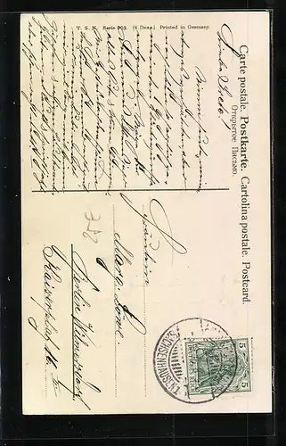 Lithographie Kätzchen beäugt eine Biene