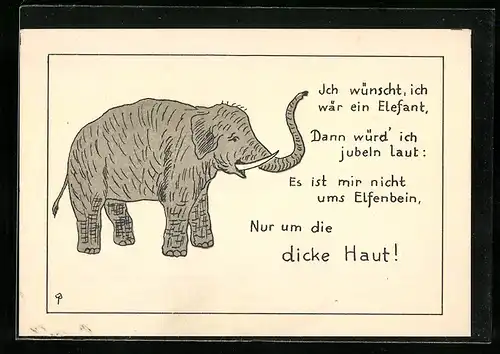 AK Münster i. W., Elefant mit erhobenem Rüssel, Militärhilfsverein / Deutscher Offizierbund