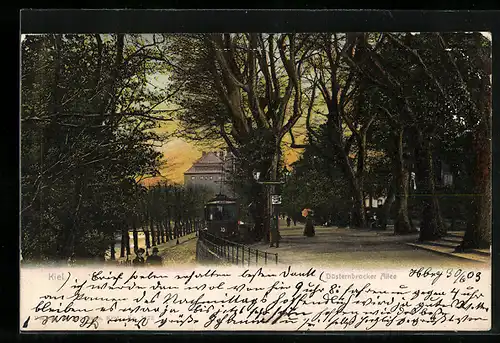 AK Kiel, Haltestelle der Strassenbahn in der Düsternbrocker Allee