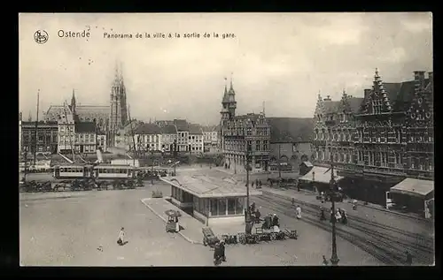 AK Ostende, Ortsansicht mit Strassenbahn