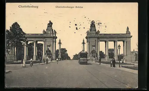 AK Charlottenburg, Charlottenburger Brücke mit Strassenbahn