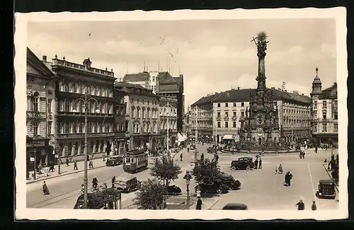 AK Olmütz, Strassenbahn am Ringplatz