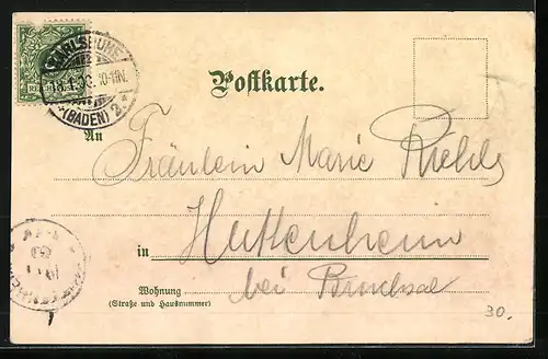 Künstler-AK Carl Münch: Karlsruhe, Strassenbahn auf der Kaiserstrasse