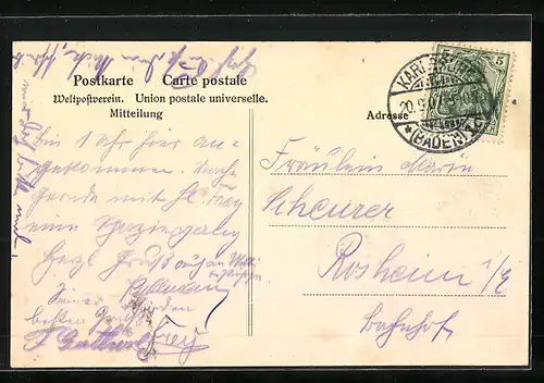 AK Karlsruhe, Oestl. Kaiserstrasse ab Marktplatz, Strassenbahn