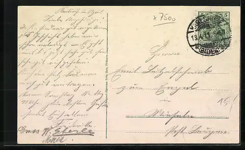 AK Karlsruhe, Kaiserstrasse mit Hotel Englischer Hof und Strassenbahn