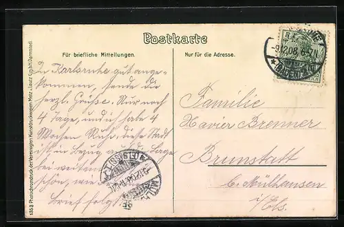 AK Karlsruhe i. B., Kaiserstrasse mit Strassenbahn