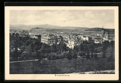 AK Trautenau, Ortsansicht aus der Vogelschau