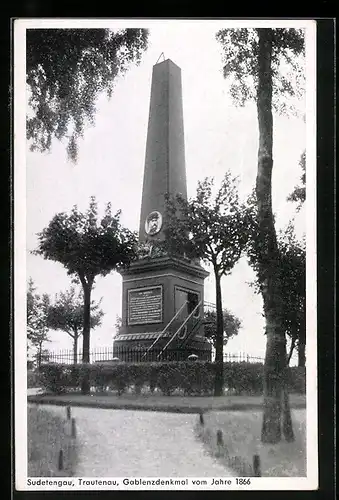 AK Trautenau, Gablenzdenkmal vom Jahre 1866