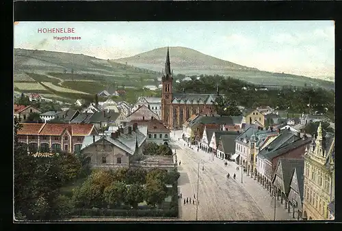 AK Hohenelbe / Vrchlabi, Hauptstrasse zur Kirche