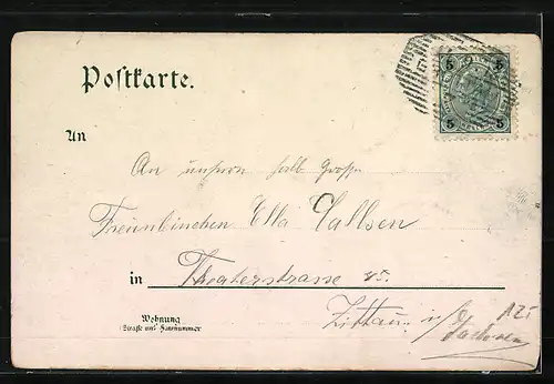 Lithographie Grottau, Schloss Grafenstein, Ortsansicht mit Bahnhof