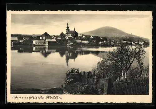 AK Hohlen, Ortsansicht mit See