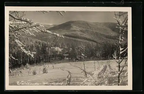 AK Wurzelsdorf, Waldbaude im Winterkleid