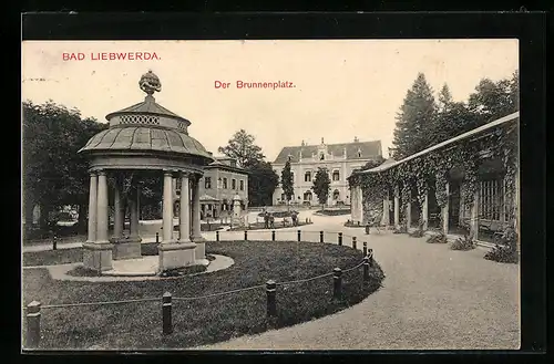 AK Bad Liebwerda / Lazne Libverda, Partie am Brunnenplatz