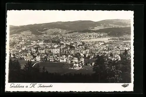 AK Gablonz, Teilansicht der Stadt