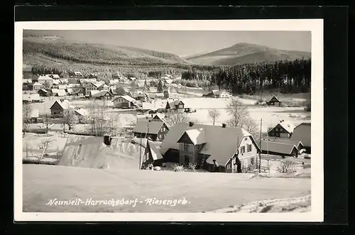 AK Neuwelt-Harrachsdorf, Ortsansicht im Winter