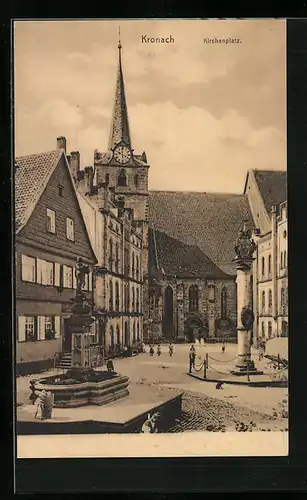 AK Kronach, Kirchenplatz mit Brunnen