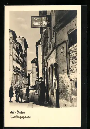 AK Alt-Berlin, Sperlingsgasse mit Gaststätte Raabe-Diele