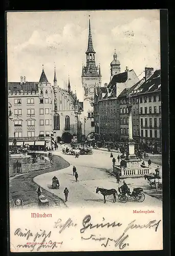 AK München, Marienplatz mit Kirche