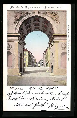 AK München, Hofgartentor und Briennerstrasse