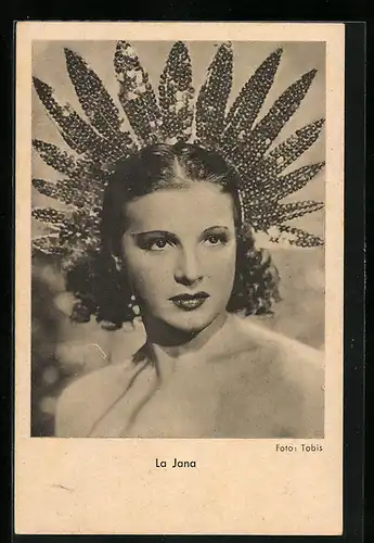 AK Portrait der Schauspielerin La Jana mit Kopfschmuck