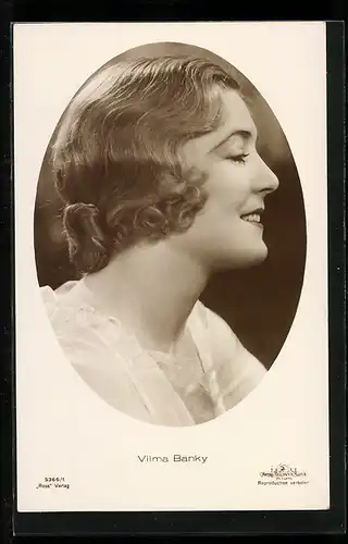 AK Schauspielerin Vilma Banky lächelnd im Profil