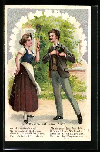 AK Verse: Küssen ist keine Sünd', Frau ermahnt Ihren Geliebten