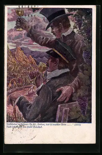 Künstler-AK Hans Baluschek: Brüder, das ist deutscher Wein