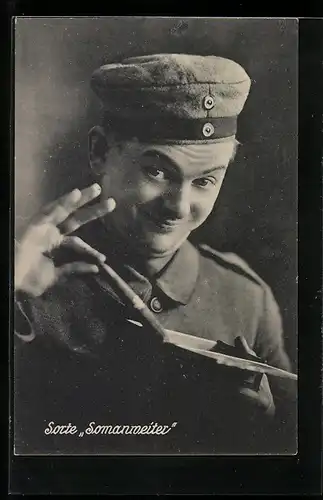 AK Rauchender Soldat mit Zigarre der Sorte Somanweiter