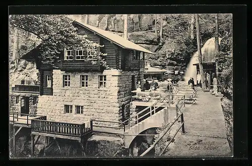 AK Rathen /Sächs. Schweiz, am Gasthaus Amselfall