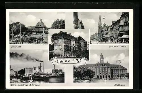 AK Herne / W., Zeche Friedrich der Grosse, Bahnhof, Bahnhofstrasse