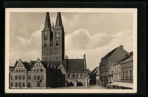 AK Stendal, Rathaus und Marienkirche