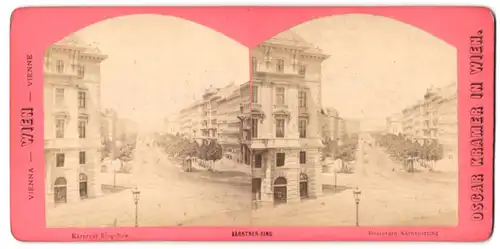 Stereo-Fotografie Oscar Kramer, Wien, Ansicht Wien, Blick in den Kärtner Ring mit Wohnhäusern