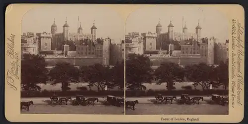 Stereo-Fotografie J. F. Jarvis, Washington D.C., Ansicht London, Blick nach dem Towen of London, wartende Kutschen