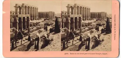 Stereo-Fotografie B. W. Kilburn, Littleton, Ansicht Luxor, Ruins in the front of Luxor Temple