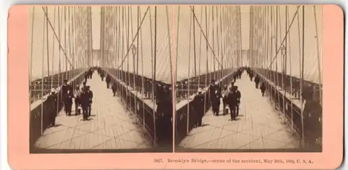 Stereo-Fotografie B. W. Kilburn, Littleton, Ansicht New York, Blick entlag der Brookly Bridge