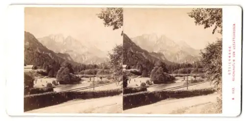 Stereo-Fotografie Alois Beer, Klagenfurt, Ansicht Gstatterboden, Blick aus dem Ort zum Reichenstein