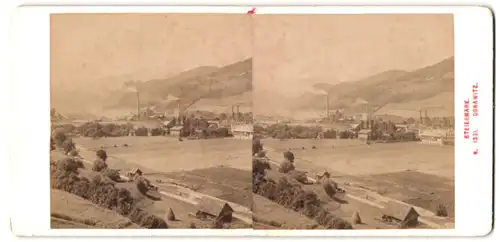 Stereo-Fotografie Alois Beere, Klagenfurt, Ansicht Donawitz, Blick nach dem Eisen und Stahlwerk, Hüttenwerk