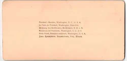 Stereo-Fotografie Underwood & Underwood, New York, Ansicht Washington D.C., White House, President's Mansion