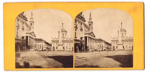 Stereo-Fotografie Moser & Senfter, Berlin, Ansicht Potsdam, Rathaus mit Vorplatz & Obelisk