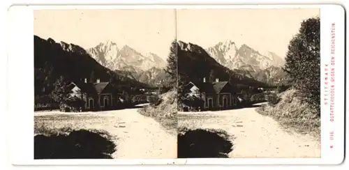 Stereo-Fotografie Alois Beer, Klagenfurt, Ansicht Gstatterboden / Steiermark, Bahnhof, altes Bahnhofsgebäude