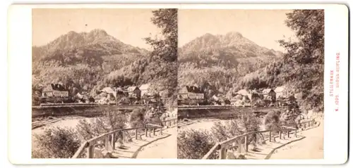 Stereo-Fotografie Alois Beer, Klagenfurt, Ansicht Gross-Reifling / Steiermark, Strasse am Ortsrand