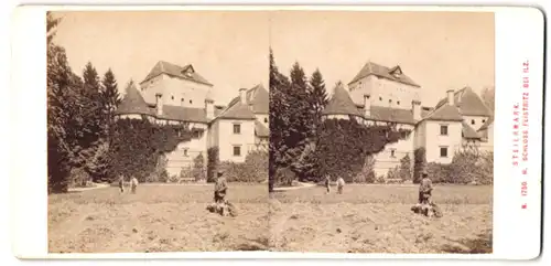 Stereo-Fotografie Alois Beer, Klagenfurt, Ansicht Ilz / Steiermark, Schloss Feistritz