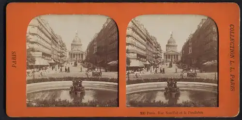 Stereo-Fotografie Collection L.L. - Leon & Levy, Paris, Ansicht Paris, Rue Soufflot et le Pantheon, Halt gegen's Licht