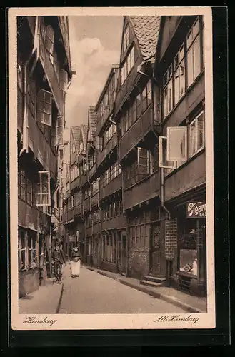 AK Hamburg, Strassenpartie in der Altstadt