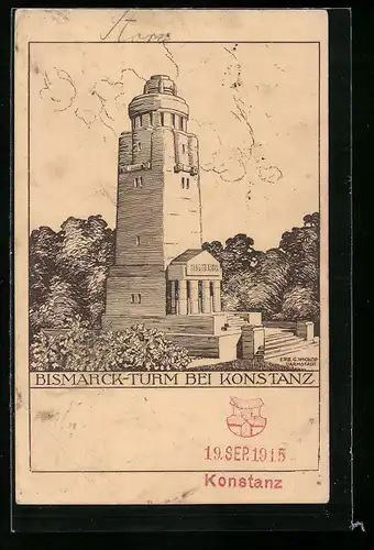 Künstler-AK Konstanz, Bismarck-Turm
