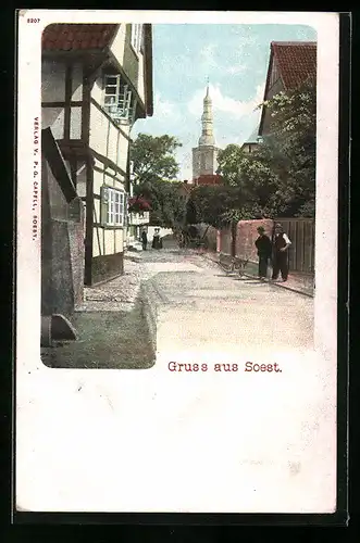 AK Soest, Strassenpartie mit Anwohnern