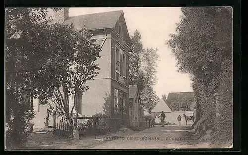 AK Rogerville, Ortspartie mit Pferden