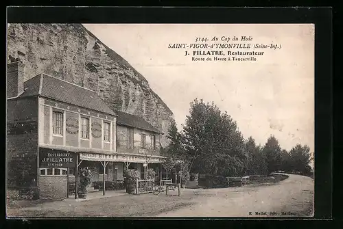 AK Saint-Vigor-d`Ymonville, Restaurateur J. Fillatre, Route du Havre à Tancarville