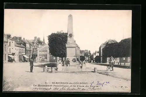 AK St. Romain-de-Colbosc, Le Monument Patriotique et la Place du Havre